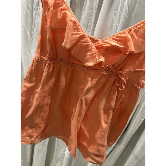 Vintage Old Navy Y2K Babydoll Cotton Tank Top Size M Tie Waist Ruffle Top Dainty - Picture 4 of 11
